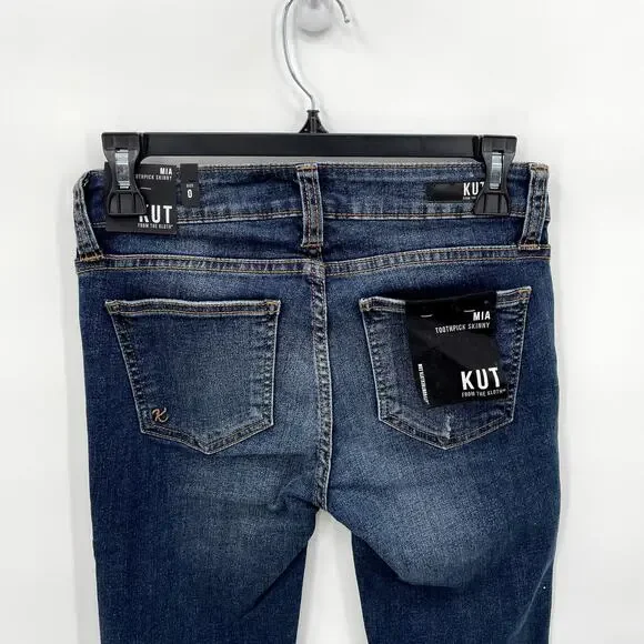 Kut from the Kloth NWT Mia Toothpick Skinny Dark Wash Denim Jean // 0 - Picture 4 of 6